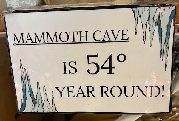 mammoth cave 54 degrees sign